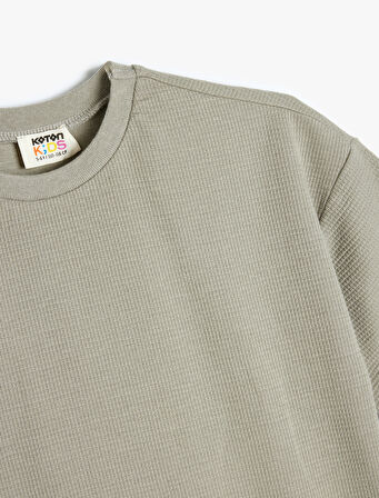 Basic Tişört Kısa Kollu Bisiklet Yaka Pamuklu Dokulu