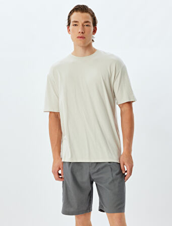 Keten Karışımlı Şort Bermuda Chino Cep Detaylı