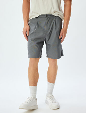 Keten Karışımlı Şort Bermuda Chino Cep Detaylı