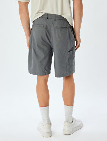 Keten Karışımlı Şort Bermuda Chino Cep Detaylı