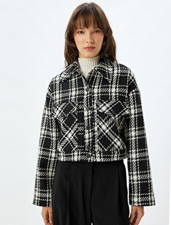 Kapaklı Cep Detaylı Düğmeli Tüvit Bomber Ceket 