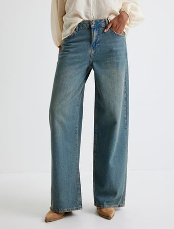 Bol Kalıp Düz Paça Kot Pantolon Pamuklu Cepli - Loose Straight Fit Jean