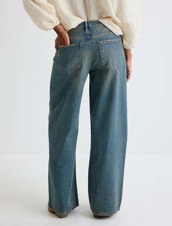 Bol Kalıp Düz Paça Kot Pantolon Pamuklu Cepli - Loose Straight Fit Jean