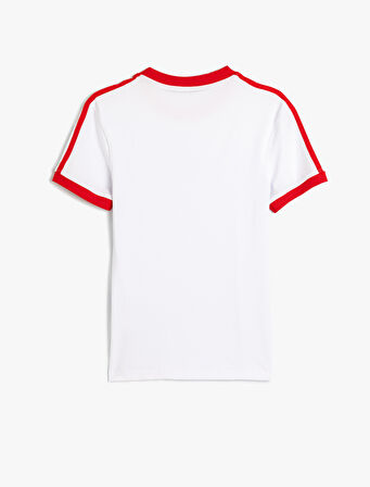 Slim Fit Tişört Slogan Baskılı Bisiklet Yaka Kısa Kollu