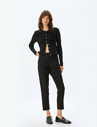 Yüksek Bel Slim Fit Cepli Cigarette Pantolon