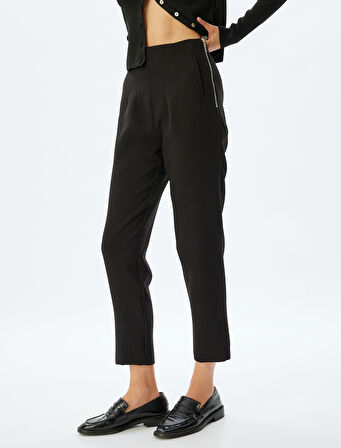 Yüksek Bel Slim Fit Cepli Cigarette Pantolon