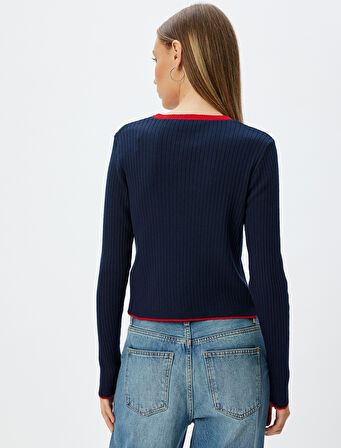 Triko Hırka Fiyonk Bağlama Detaylı Uzun Kollu Basic