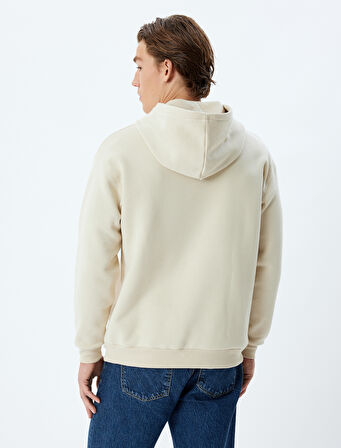 Kapşonlu Sweatshirt Oversize Slogan Baskılı Basic Kanguru Cep Detaylı Şardonlu Pamuk Karışımlı