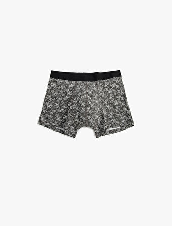 Boxer Seti 3'lü Slim Fit Palmiye Baskılı Pamuk Karışımlı