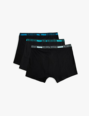 3'lü Boxer Seti Slim Fit Slogan Baskılı Pamuklu