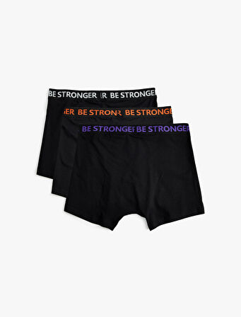 3'lü Boxer Seti Slogan Baskılı Pamuklu