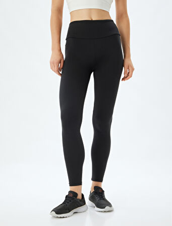 Spor Tayt Yüksek Bel Yumuşak Tuşe Slim Fit İnterlok