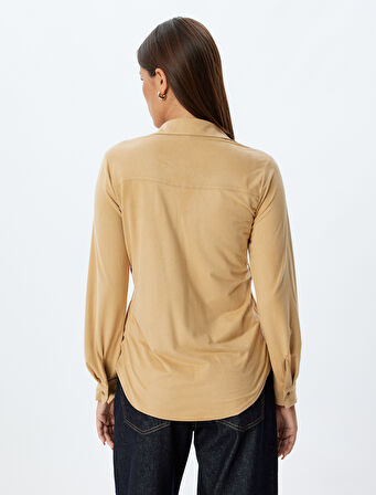 Süet Görünümlü Gömlek Uzun Kollu Regular Fit