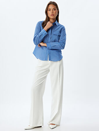 Gömlek Uzun Kollu Kapaklı Çift Cep Detaylı Pamuklu