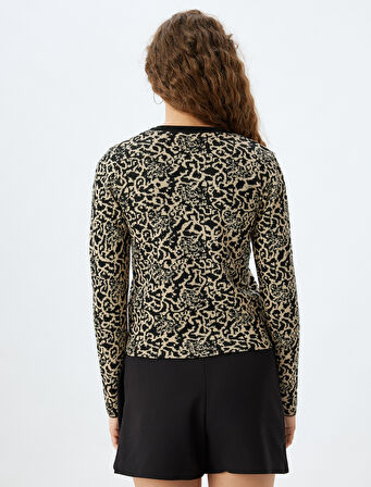 Bisiklet Yaka Düğmeli Uzun Kollu Triko Hırka