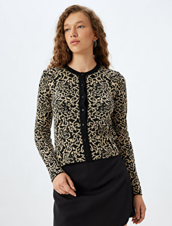 Bisiklet Yaka Düğmeli Uzun Kollu Triko Hırka