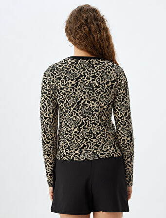 Bisiklet Yaka Düğmeli Uzun Kollu Triko Hırka