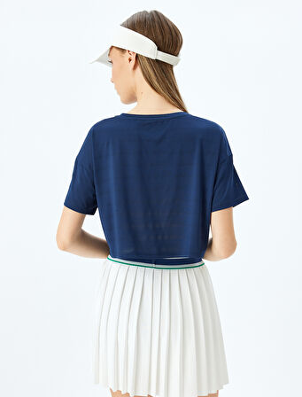 Crop Bisiklet Yaka Rahat Kesim Nefes Alan Spor Tişört