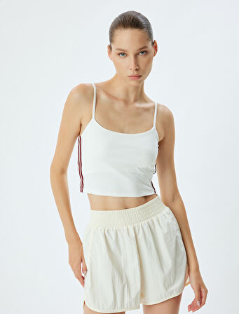 Spor Crop Atlet Biyeli İp Askılı Bisiklet Yaka Slim Fit İnterlok