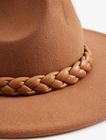 Fötr Şapka Örgü Bant Detaylı 