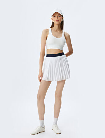Pileli Beli Lastikli Slim Fit Şortlu Tenis Eteği 
