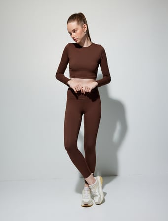 Spor Tayt Yüksek Bel Yumuşak Tuşe Dikiş Detaylı Slim Fit