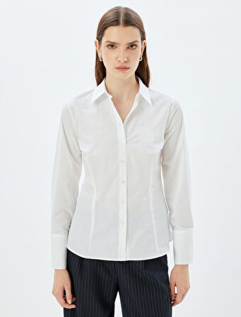 Slim Fit Gömlek Arma İşleme Detaylı Uzun Kollu Klasik Yaka