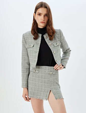 Mini Tüvit Etek Püsküllü Yırtmaç Detaylı A Kesim