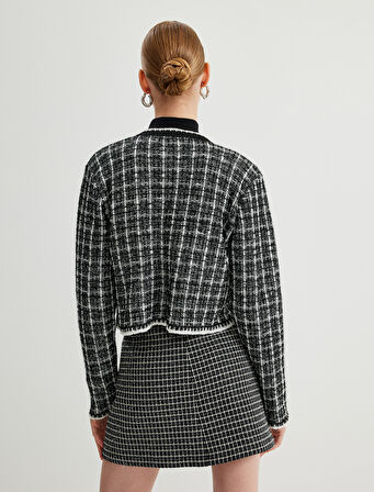 Tüvit Hırka Yuvarlak Yaka Düğmeli Cepli Uzun Kollu