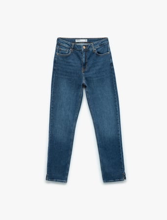 Normal Bel Kısa Düz Paça Dar Kalıp Jean Pantolon - Slim Straight Jeans