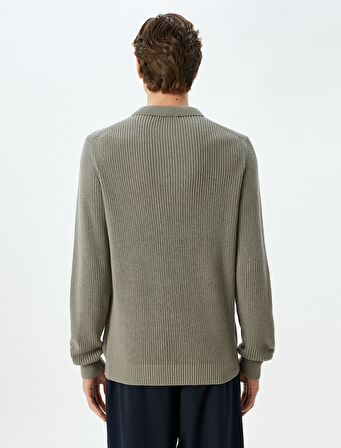 Triko Kazak Polo Yaka Basic Düğmeli Pamuklu