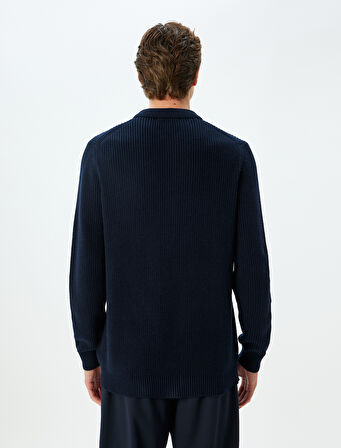 Kışlık Triko Kazak Polo Yaka Basic Düğmeli Pamuklu