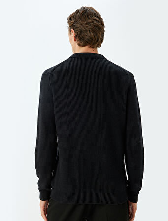 Kışlık Triko Kazak Polo Yaka Basic Düğmeli Pamuklu