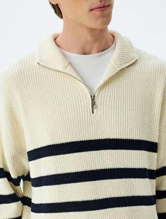 Triko Kazak Fermuarlı Yaka Pamuklu