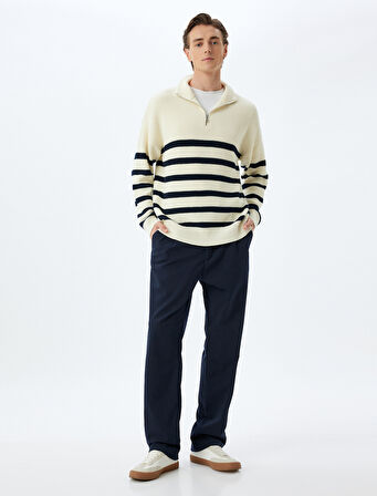 Triko Kazak Fermuarlı Yaka Pamuklu