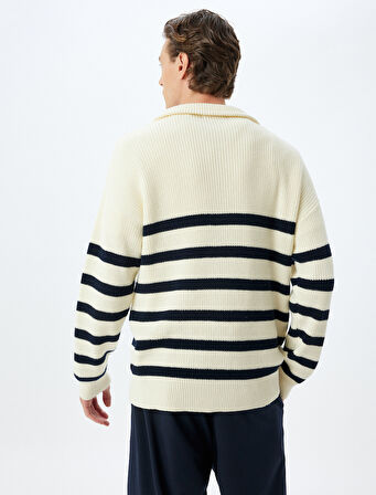 Triko Kazak Fermuarlı Yaka Pamuklu