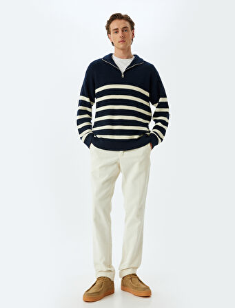 Kışlık Triko Kazak Fermuarlı Yaka Pamuklu