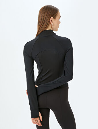 Fermuarlı Slim Fit Spor Tişört