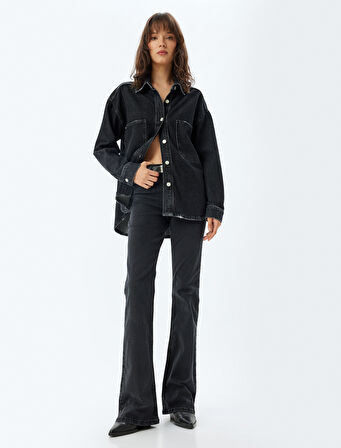 İspanyol Paça Kot Pantolon Cepli - Victoria Flare Jeans