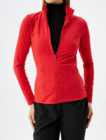 Cepli Slim Fit Dik Yaka Fermuarlı Polar Sweatshirt