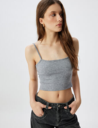 İnce Askılı Slim Fit Crop Atlet