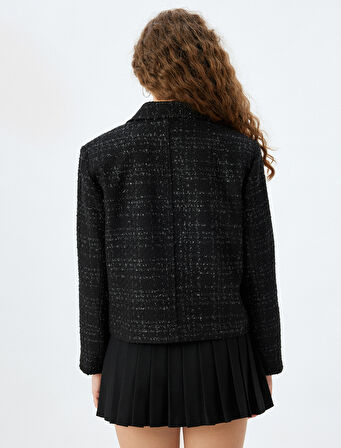 Tüvit Düğmeli Cep Detaylı Blazer Ceket