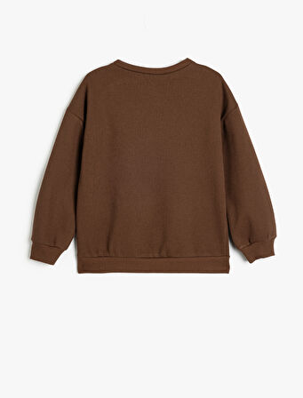 Zımba Detaylı Sweatshirt Uzun Kollu Bisiklet Yaka Şardonlu