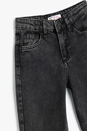 Koton Kız Çocuk Kot Pantolon Beli ve Paçası Lastikli Pamuklu - Jegging Jean