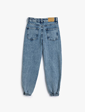 Kot Pantolon Beli ve Paçası Lastikli Pamuklu - Jegging Jean 