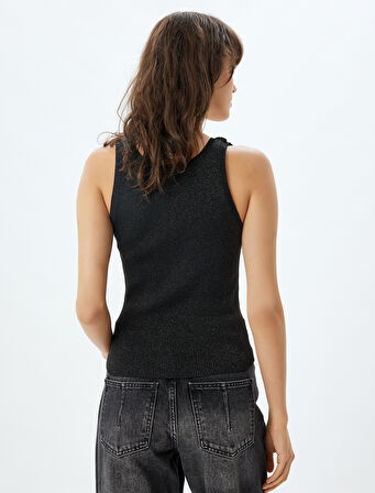 U Yaka Slim Fit Simli Fitilli Triko Atlet 