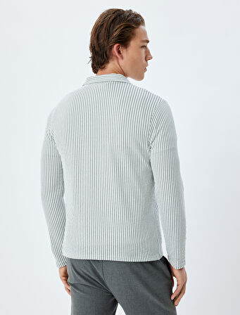 Fermuarlı Yaka Kazak Dokulu Uzun Kollu Pamuk Karışımlı