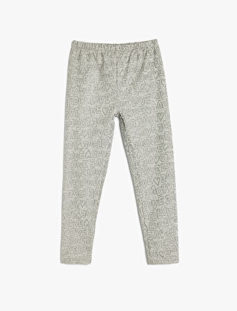 Tayt Kalp Baskı Detaylı Beli Lastikli