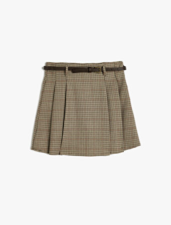 Pileli Etek Kemer Detaylı Viskon Karışımlı