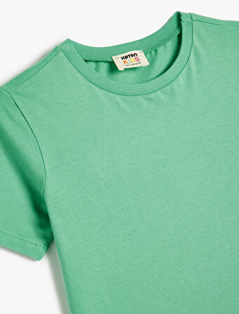 Basic Tişört Kısa Kollu Bisiklet Yaka Pamuklu